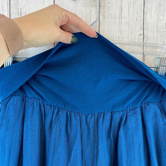 Anthropologie Hei Hei Blue Eventide Crop Roll-Down Waist Pants Linen Size Medium - Picture 6 of 11